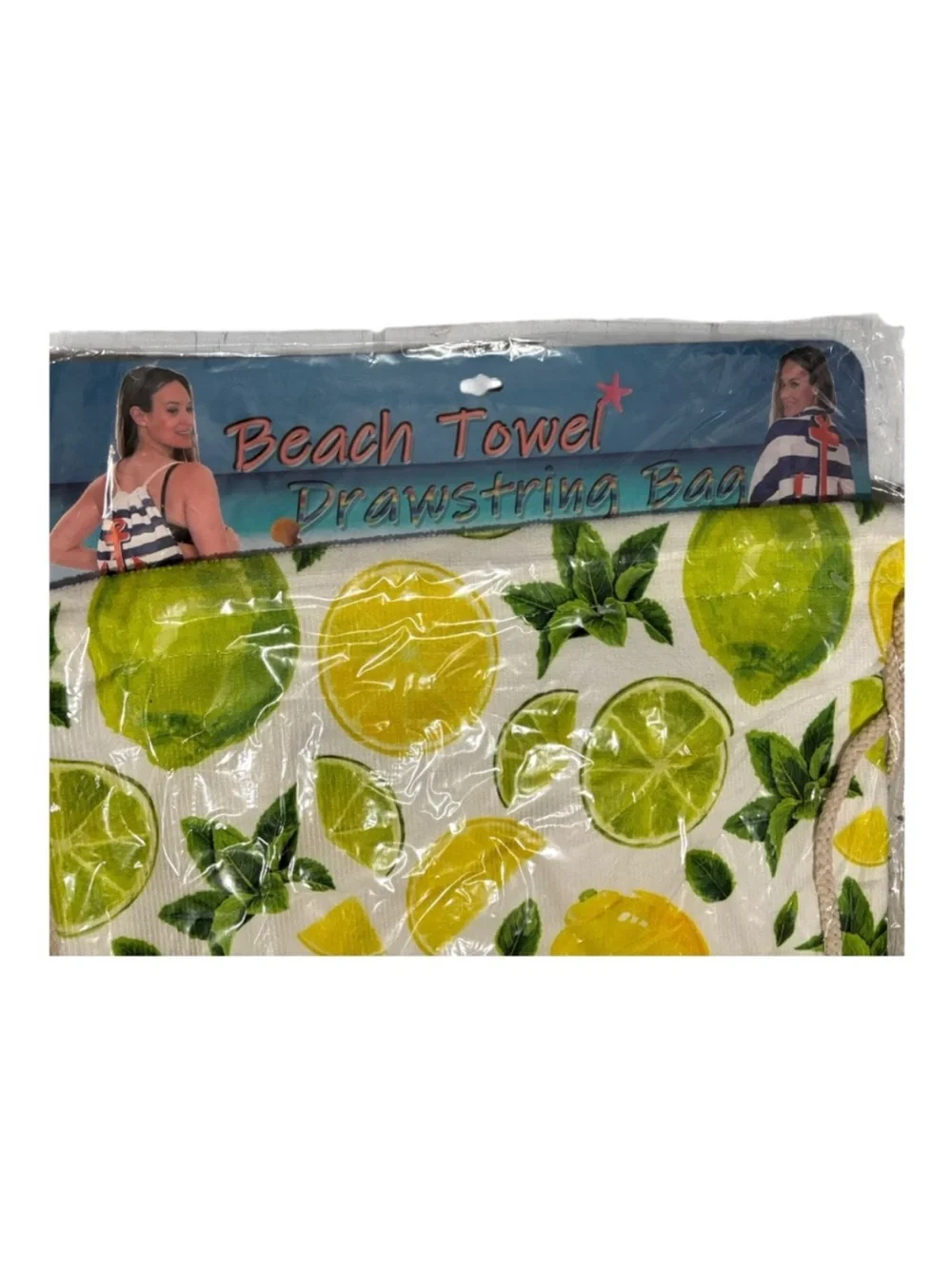 🍋 Citrus Beach Towel & Drawstring Backpack Set | NWT